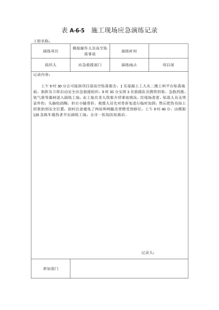 建筑工程施工现场应急演练记录
