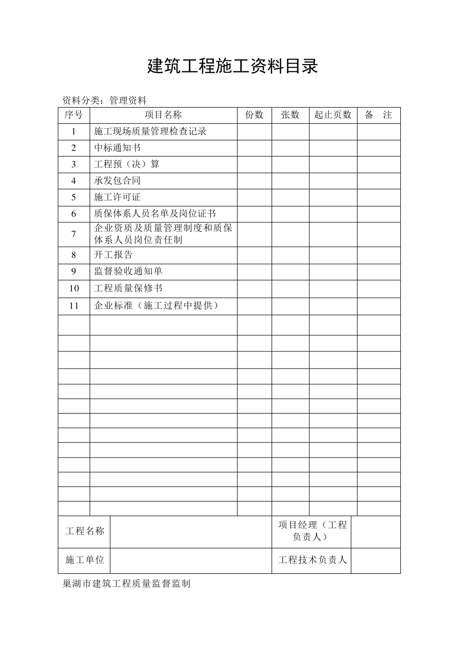 建筑工程施工资料目录_第1页