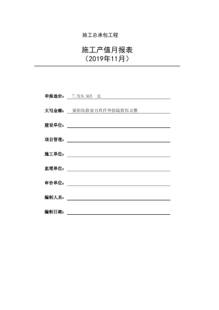 建筑工程月度产值模板