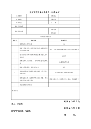 建筑工程质量检查报告范文