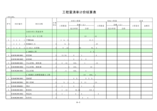 建筑工程量清单结算表