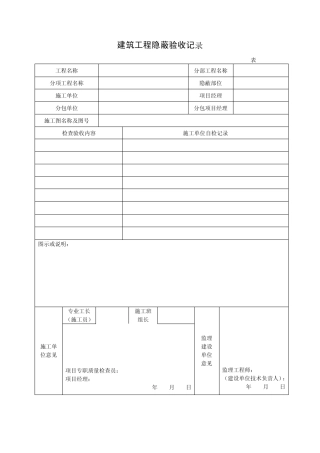 建筑工程隐蔽验收记录