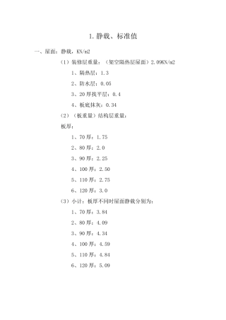 建筑恒活荷载标准值