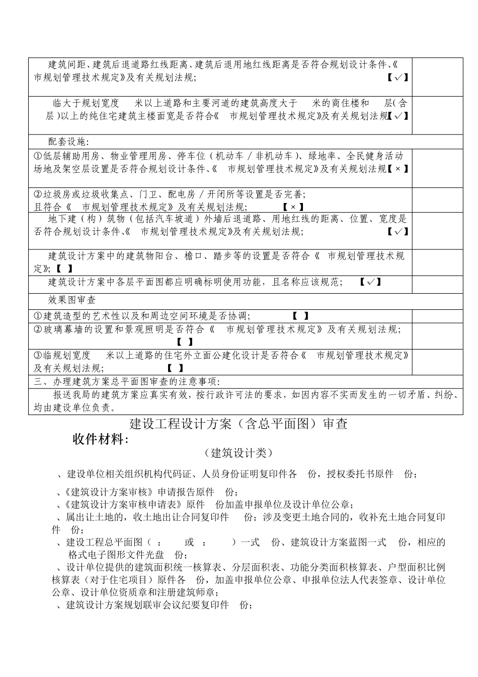 建筑方案总平面图技术审查表收件审查要点_第2页