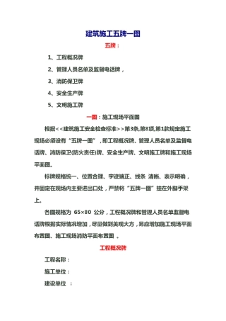 建筑施工五牌一图