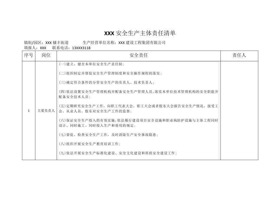 建筑施工企业安全生产主体责任清单_第1页