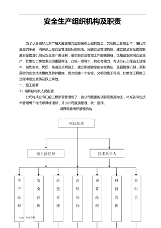 建筑施工单位安全管理组织机构及职责