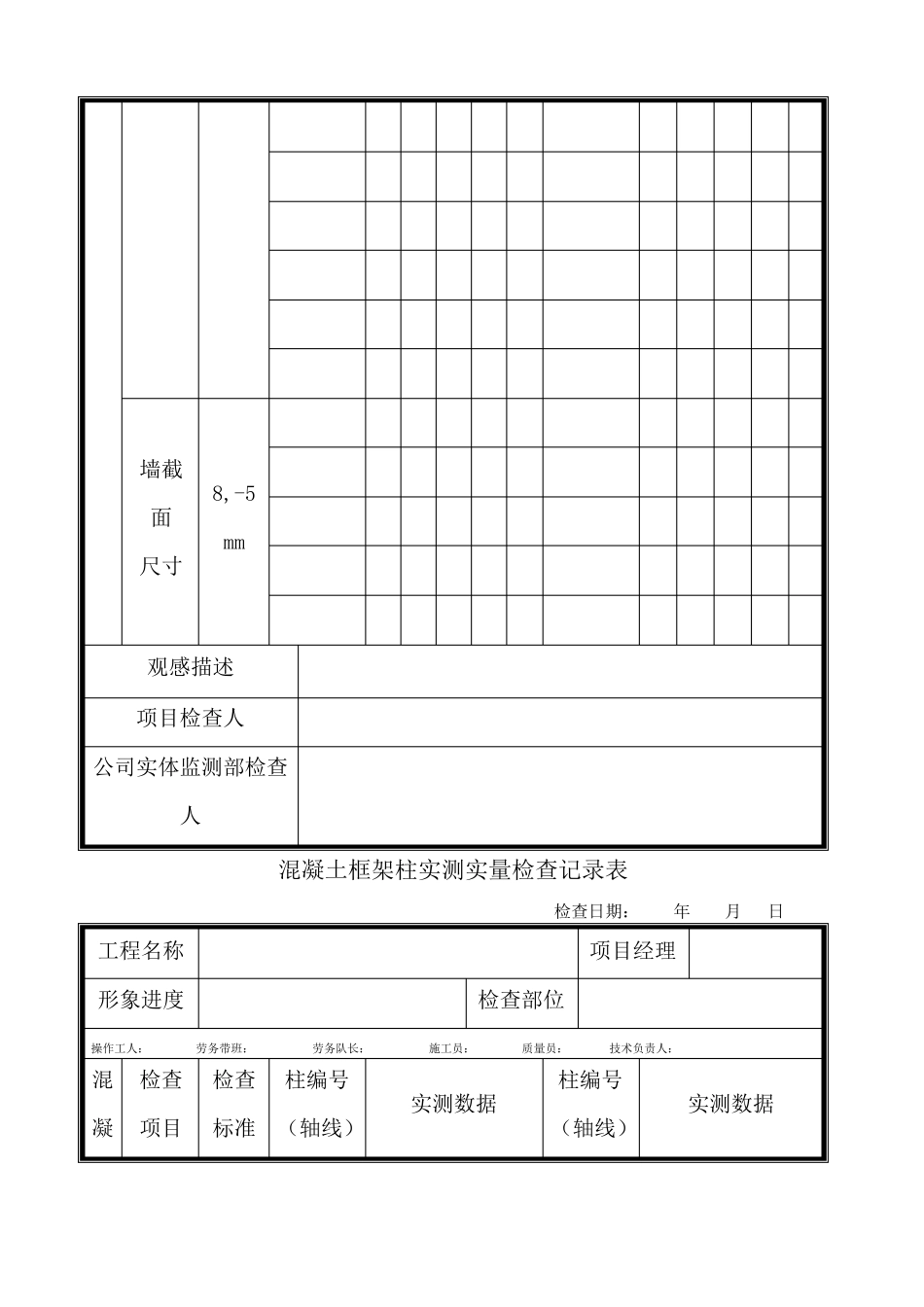 建筑施工单位实测实量表格_第2页