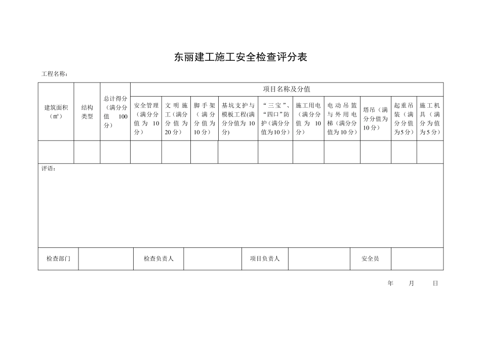 建筑施工安全检查评分表(JGJ5999)_第1页