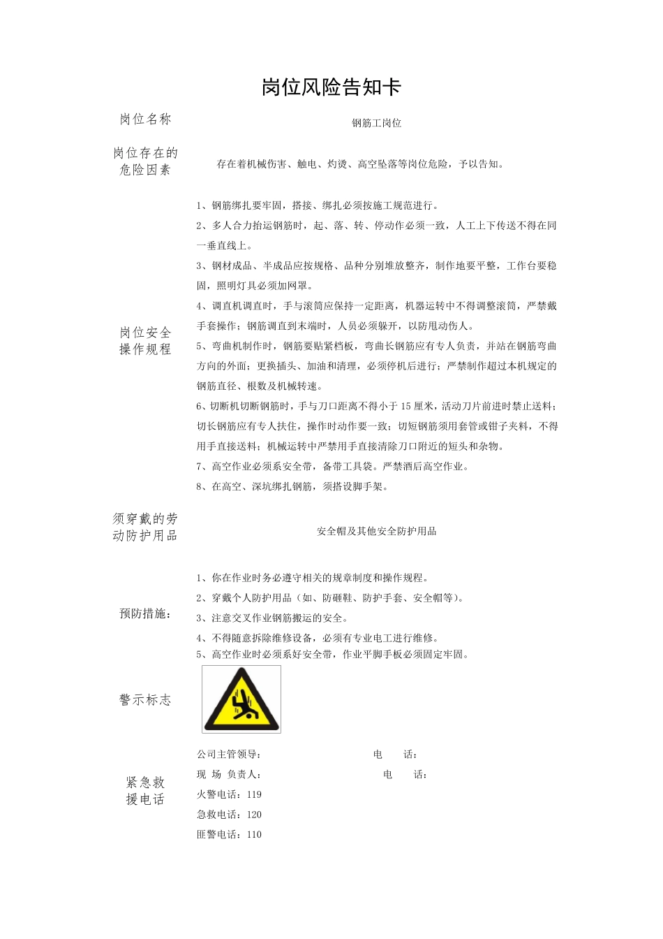 建筑施工岗位风险告知卡_第2页
