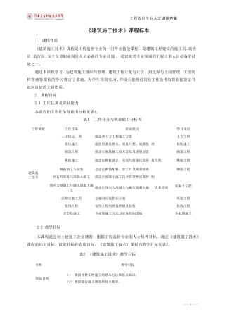建筑施工技术课程标准