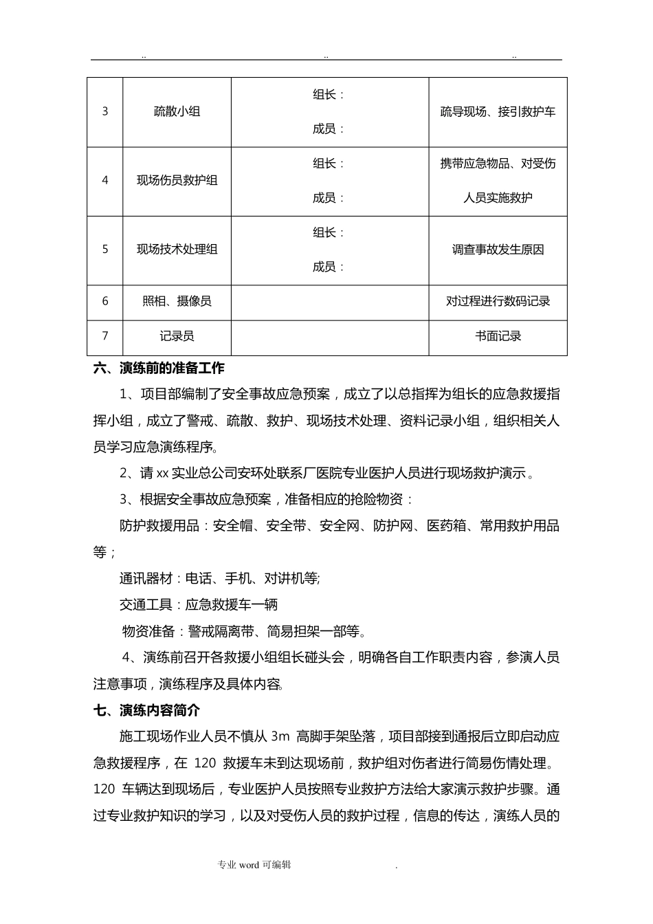 建筑施工现场防高空坠落应急演练活动方案_第2页