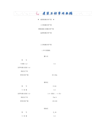 建筑机械台班产量
