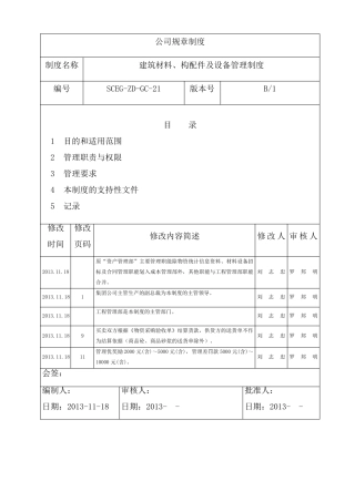 建筑材料、构配件及设备管理制度