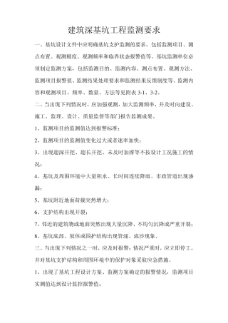建筑深基坑工程监测要求