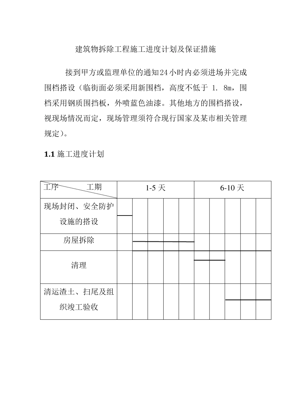 建筑物拆除工程施工进度计划及保证措施_第1页