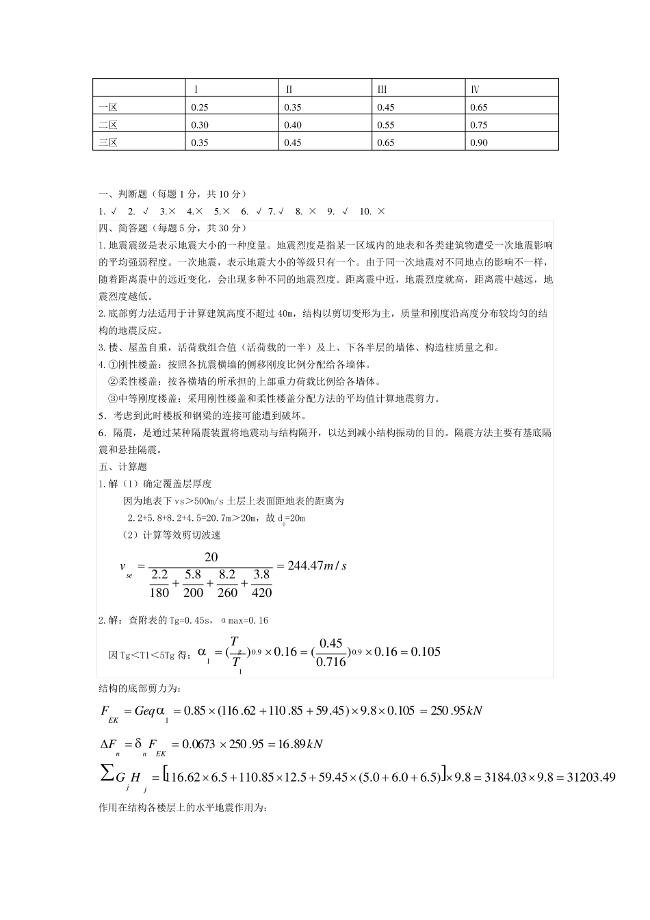 建筑结构抗震设计试卷整理版_第2页