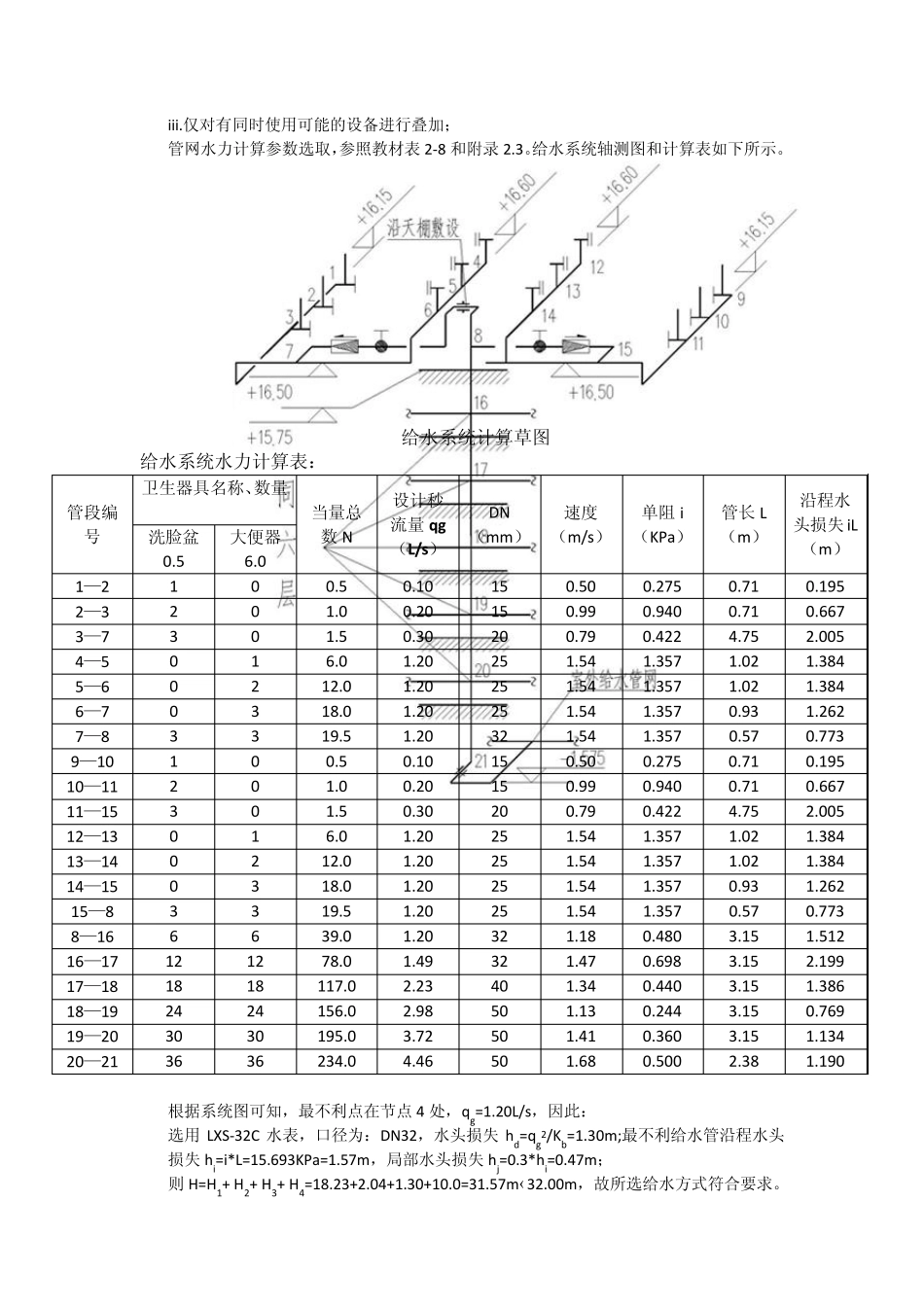 建筑给排水课程设计计算书_第2页