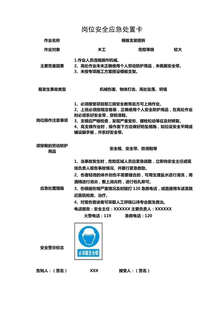 建筑行业岗位安全应急处置卡(每个岗位2份,22页)_第2页