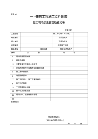 建筑装饰装修工程资料表格
