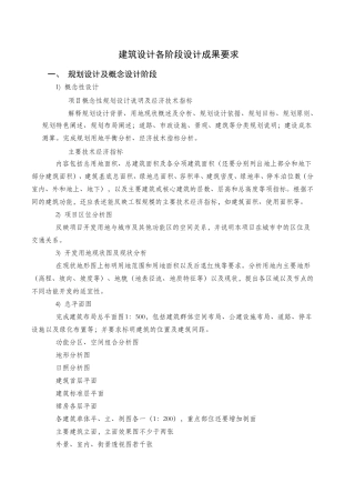 建筑设计各阶段设计成果要求