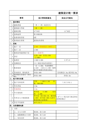 建筑设计统一要求(高层住宅部分)