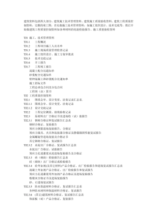 建筑资料包括四大部分