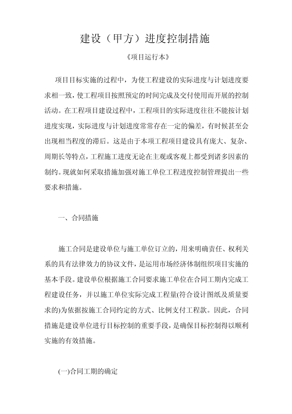 建设(甲方)进度控制措施《项目运行本》_第1页