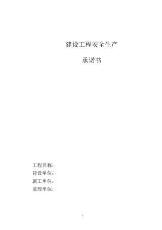 建设、施工、监理单位法定代表人及项目负责人安全生产承诺书