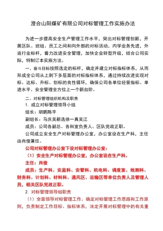 对标管理工作实施方案
