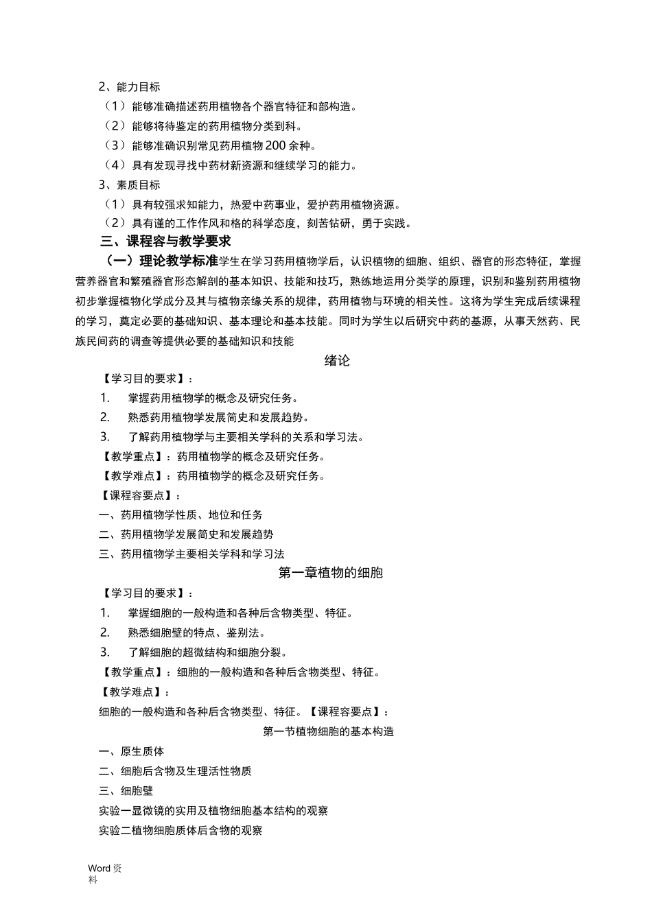 药用植物学课程标准_第2页