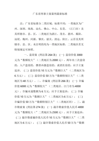广东省刑事立案量刑最新标准