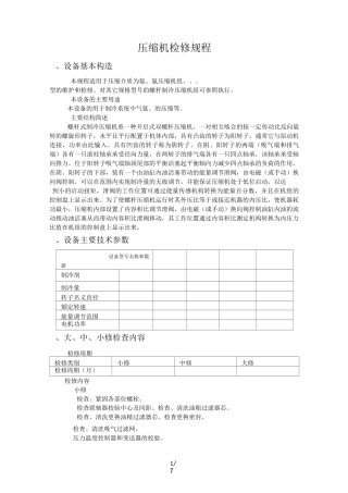 压缩机检修规程