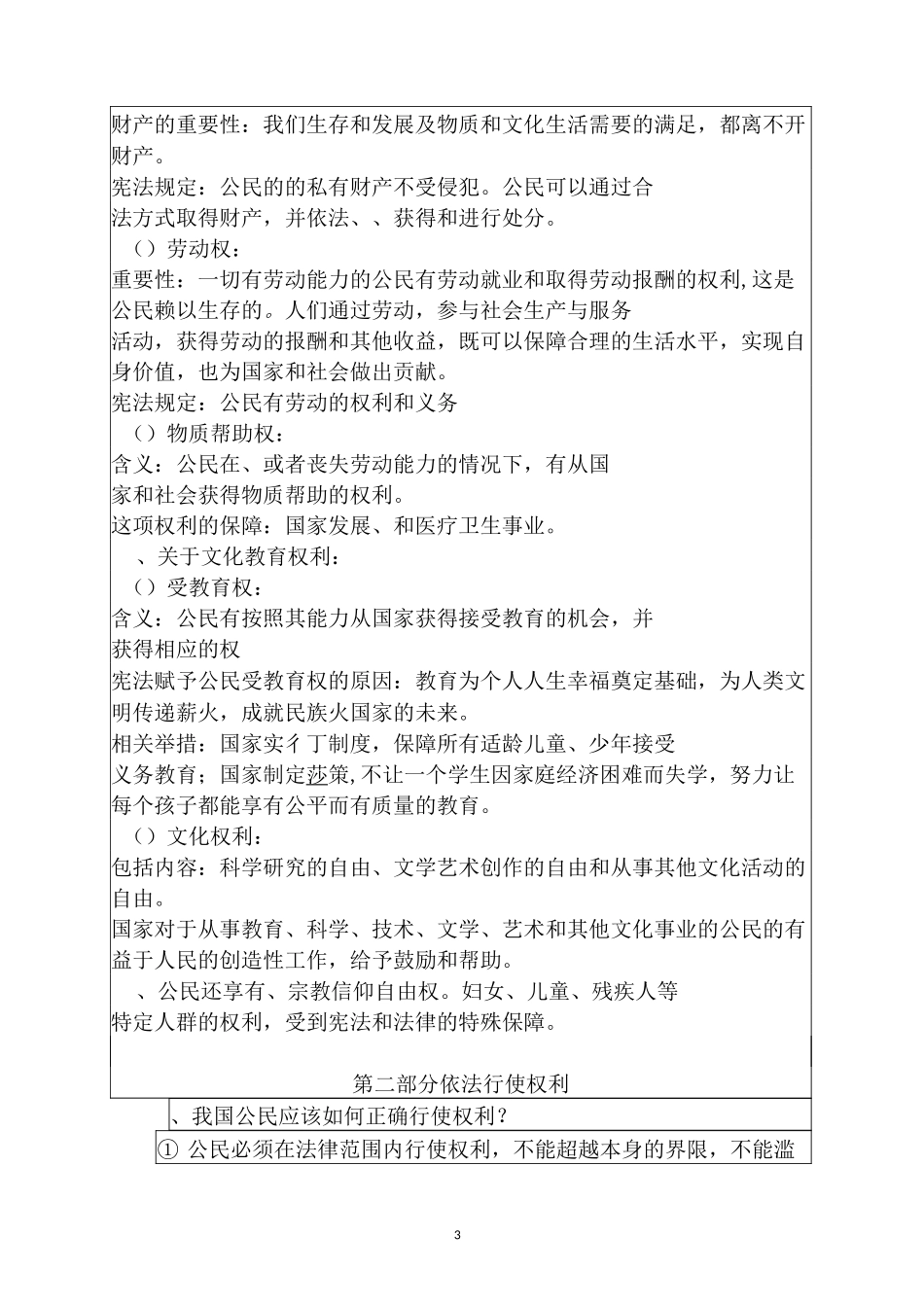 人教版道德与法治八下第三课公民权利  复习_第3页