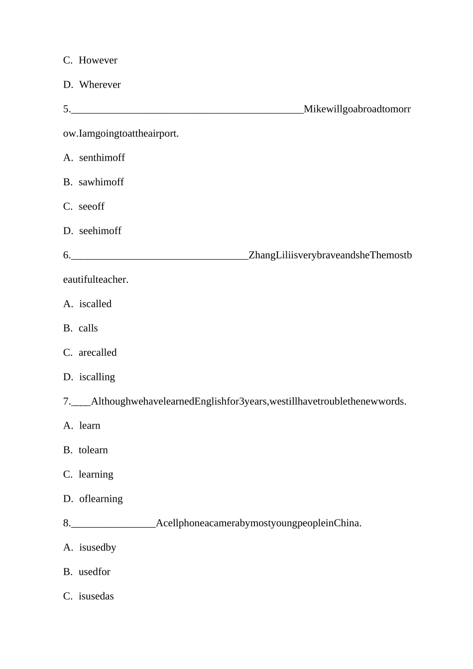 仁爱版九英语上Review of Unit3单元测试题_第2页