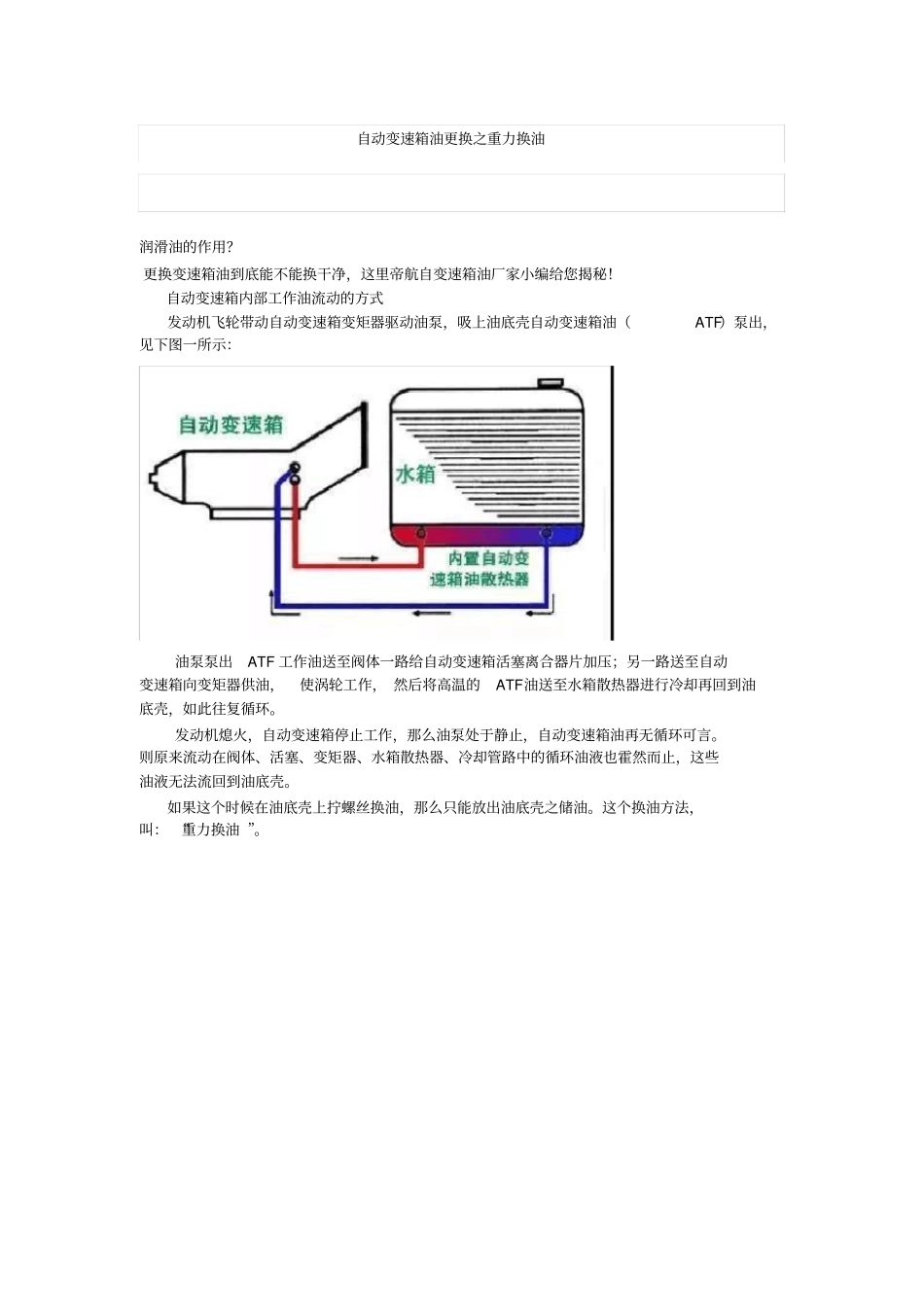 自动变速箱油更换之重力换油_第1页