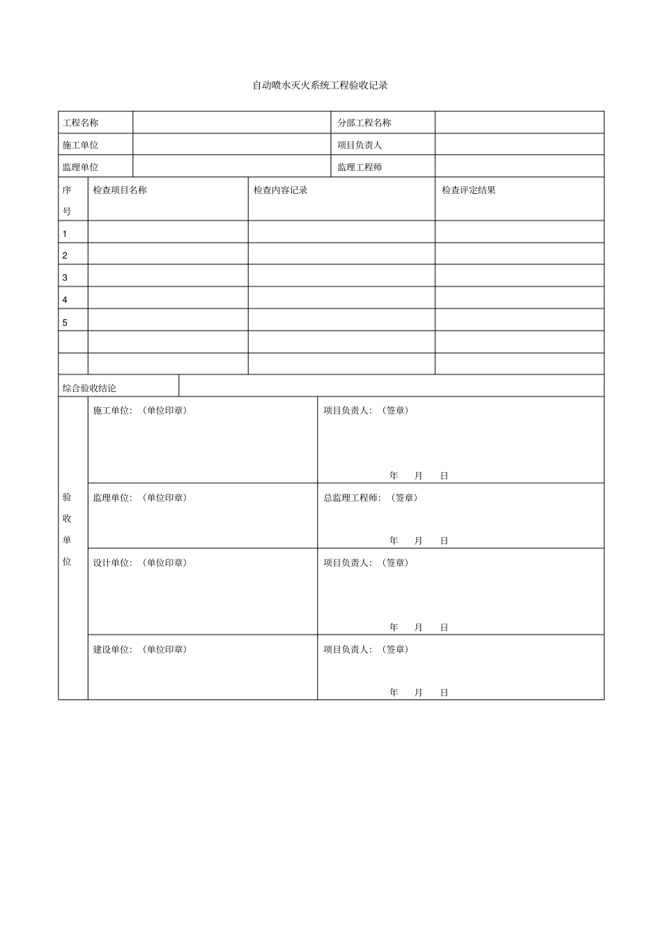 自动喷水灭火系统工程验收记录资料_第1页