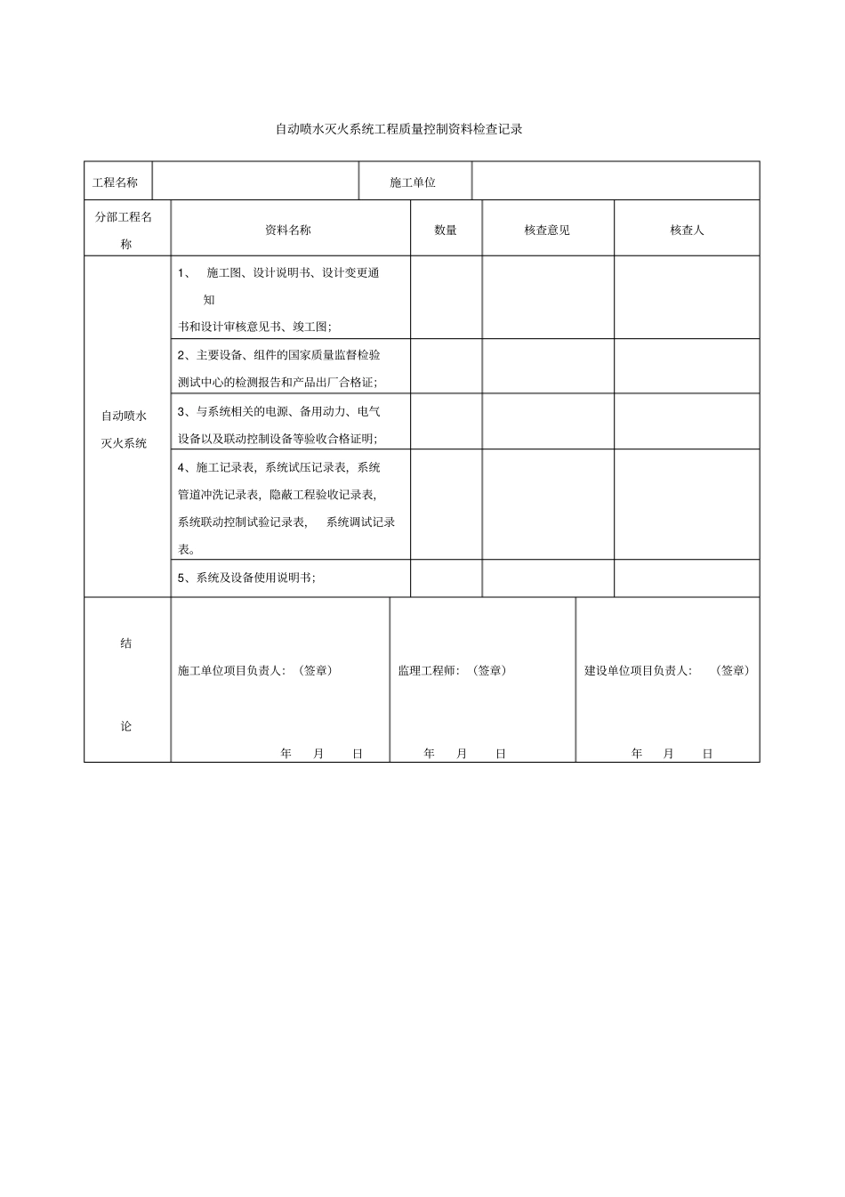 自动喷水灭火系统工程验收记录资料_第2页