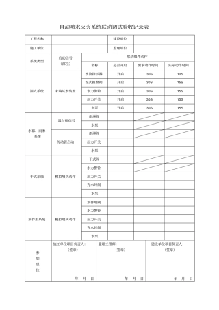 自动喷水灭火系统联动调试验收记录文本表