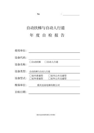 自动扶梯与自动人行道年自检报告新版
