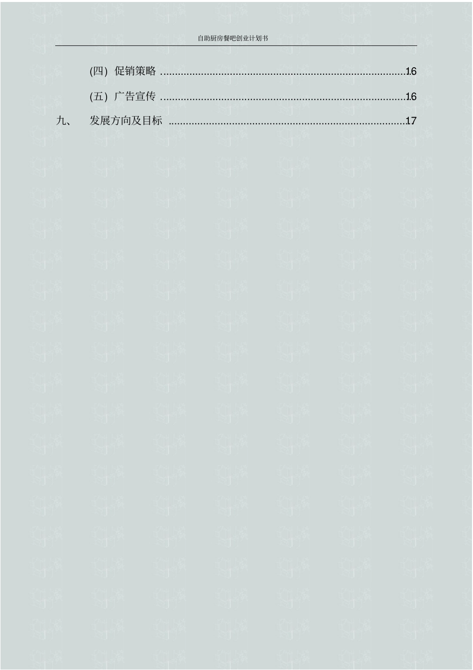 自助厨房餐吧创业计划书_第3页