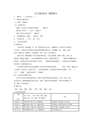 自卫防身术教学大纲