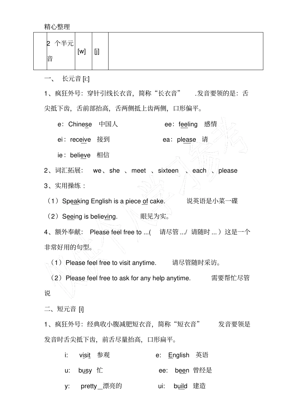 自已整理48个国际音标表打印版_第3页