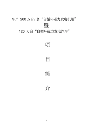 自循环磁力发电机项目简介书20116最新版本11