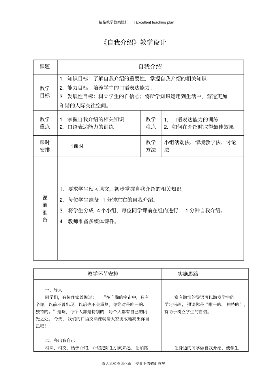 自我介绍教学设计新部编版_第2页