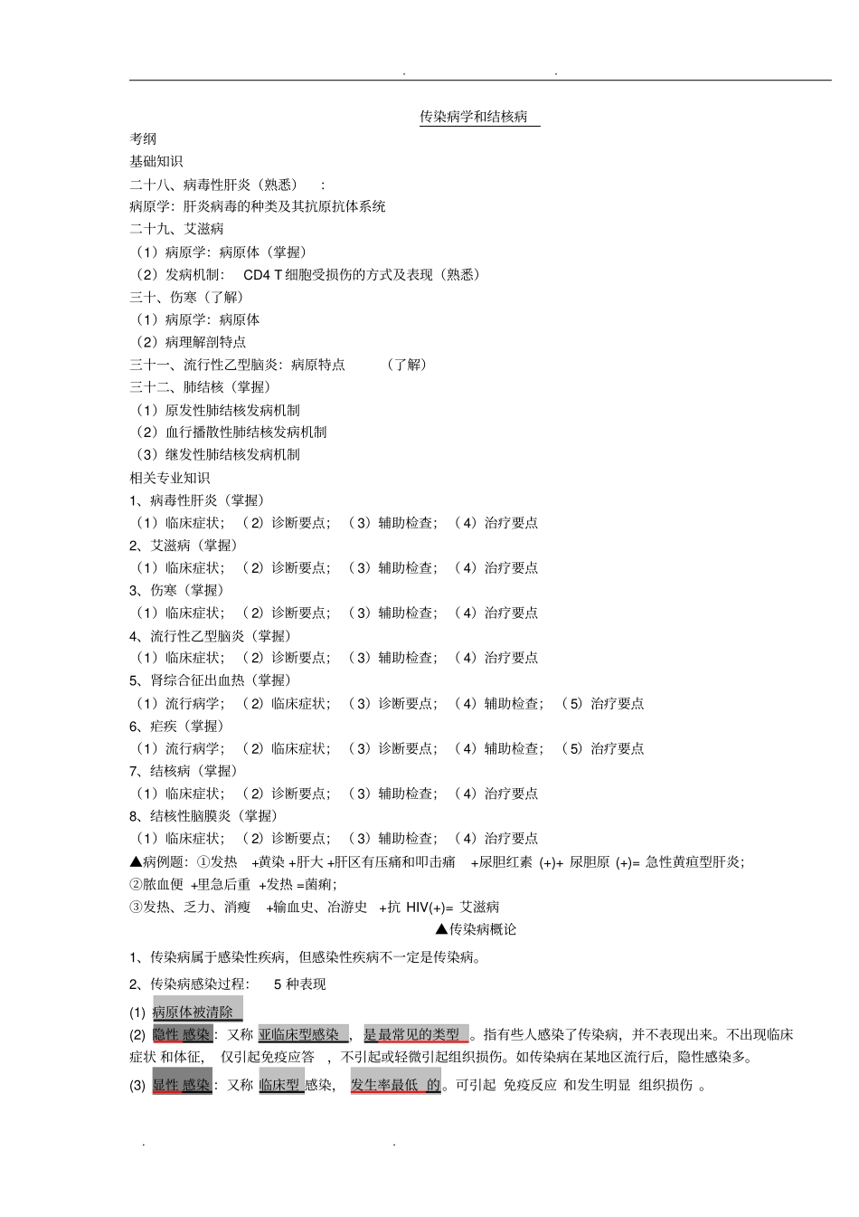 自整理_已考过内科主治医师考试_传染病与结核病_第1页