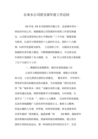 自来水公司团支部年工作总结