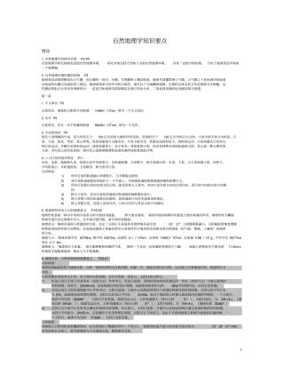 自然地理学知识点汇总