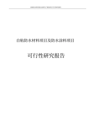 自粘防水材料及防水涂料生产项目可行性研究报告