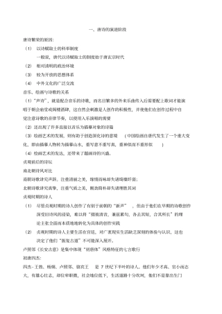 自考唐诗研究读书笔记